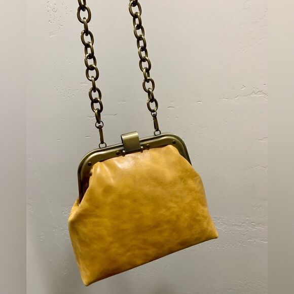 Unique Distressed Leather Handmade Rivet frame Push Lock Purse, Multi Use Style. - Picture 13 of 15